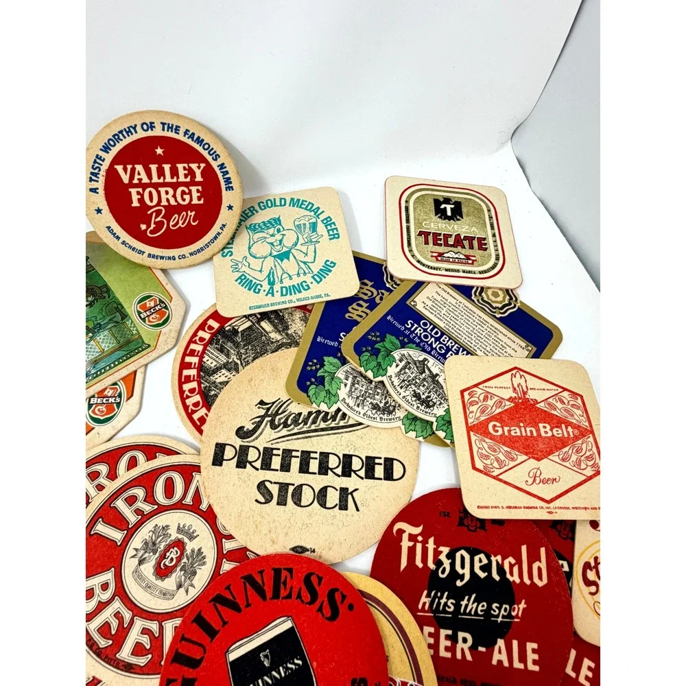 Lot of 50 Random Vintage Beer Coasters Mostly 1970s Mixed Breweriana Bar Decor